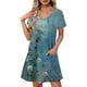 thumbnail image 1 of Vestido Corto de Verano Moda Gradiente Corto de Manga en V Cuello Vestido Casual, Poliéster Ligero de Verano, Lavado de Manos, 1 of 9
