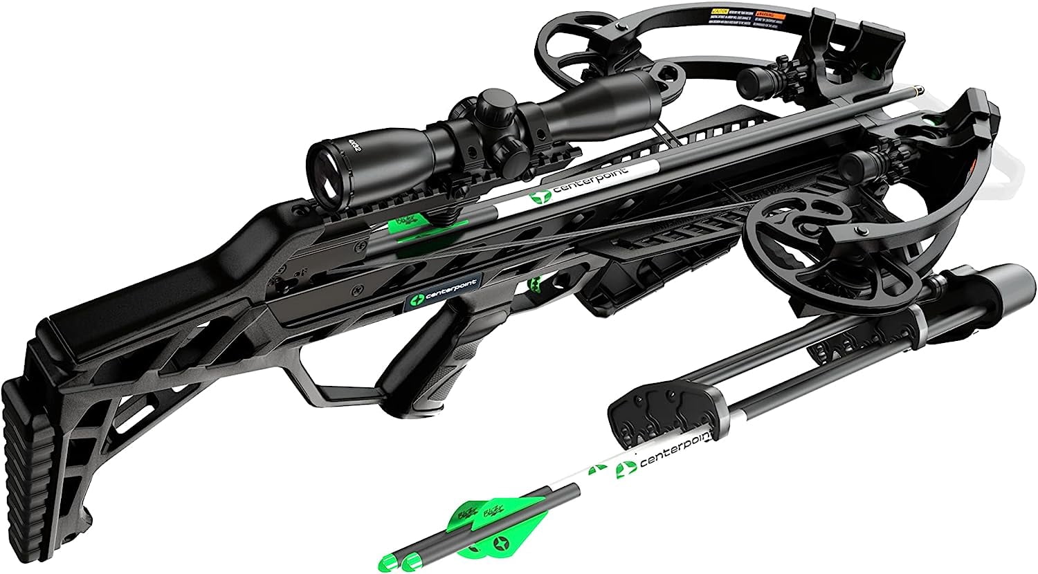 CenterPoint Wrath 430 SC Crossbow Package with Silent Crank, 430 FPS, 4x32 Illuminated Scope, 3 Bolts, Quiver, Rope Cocker (C0006)