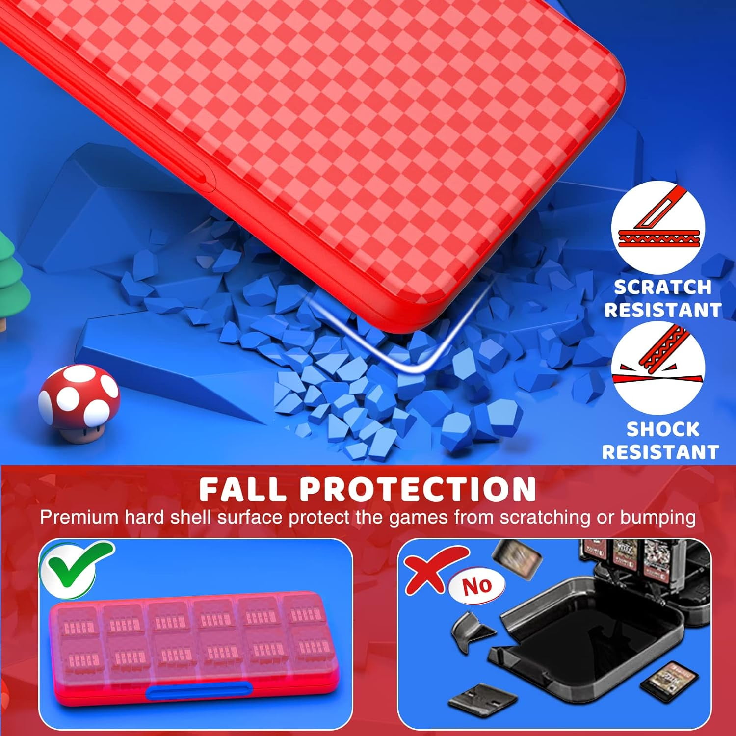 Ninjaabxy Switch Game Card Case Holder with 24 Game & Micro