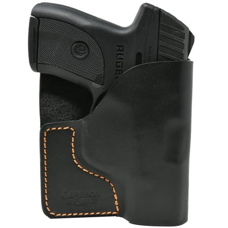 Premium Stitch Black Italian Leather Pocket Holster for Ruger LC9 and