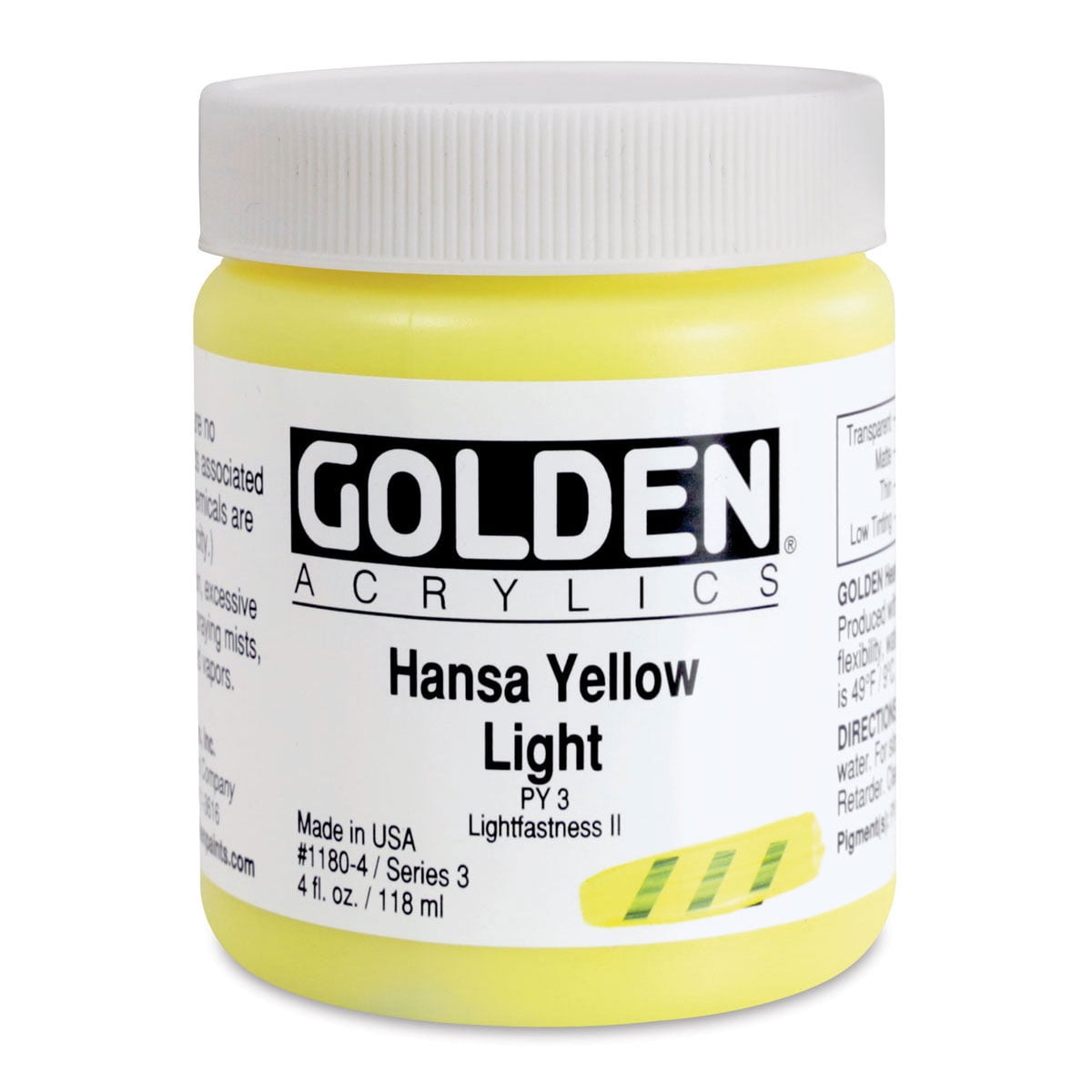 Golden Heavy Body Artist Acrylics - Hansa Yellow Light, 4 oz Jar