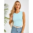thumbnail image 3 of DEMOTIME Women's Tank Tops Crew Neck Casual Summer Sleeveless Basic Shirts Sky Blue Medium, 3 of 8