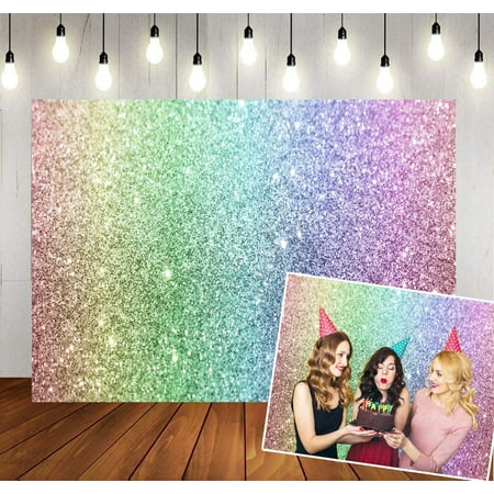 Image of Rainbow Backdrop for Birthday Glitter (No Sparkle) Photo Backdrops Sweet Women Girls Portrait Background