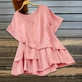 thumbnail image 2 of Timegard Cotton Linen Tops for Women Cap Sleeve Ruffle Bottom Scoop Neck Button down Casual Loose Shirts, 2 of 6