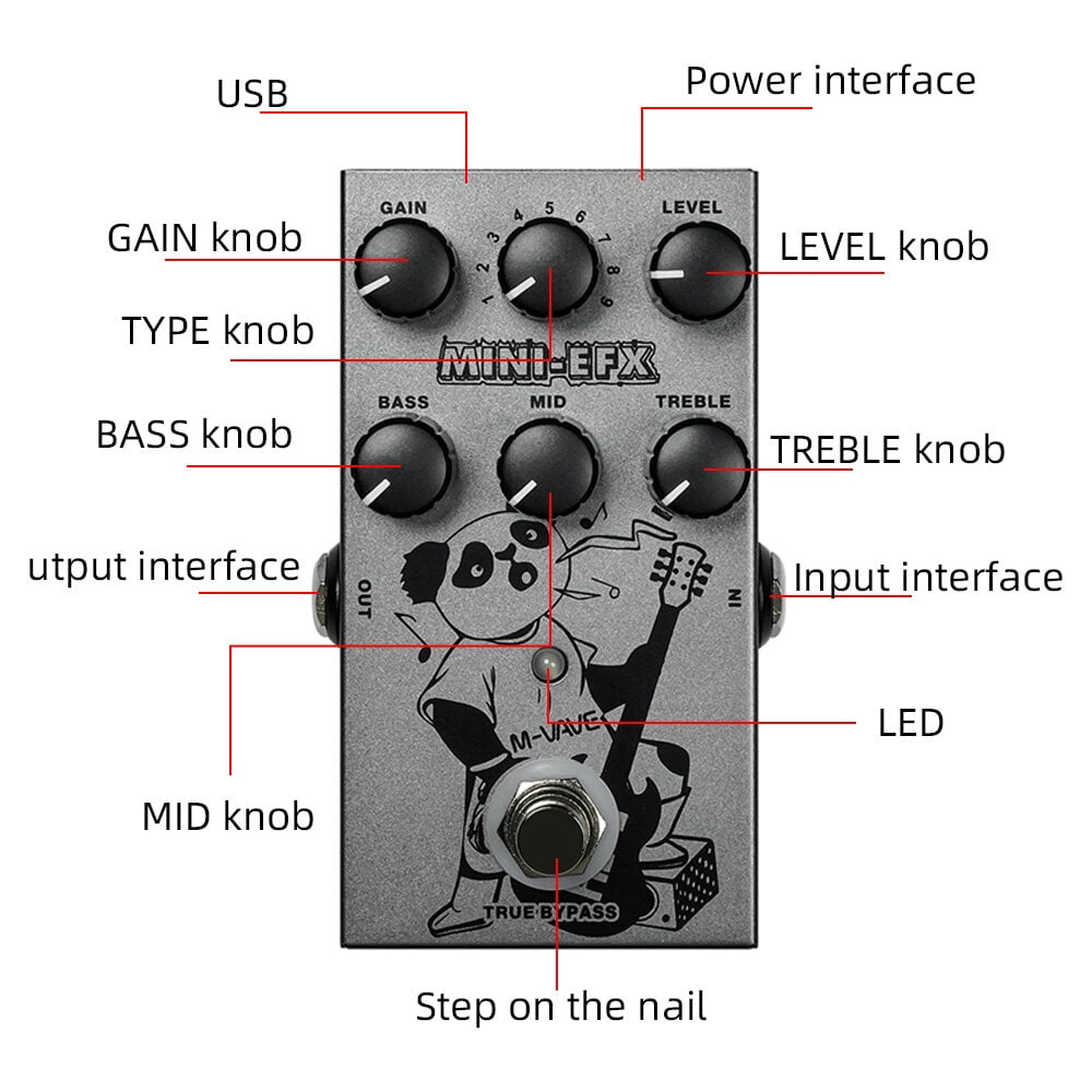 M-VAVE Electric Effects Pedals Heavy Metal Electric Guitar Overload Distortion Effector 3-section EQ Adjuster Portable British Distortion Guitar Pedal for Speaker Mixer Headphones Sound Card