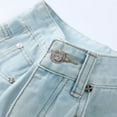 thumbnail image 3 of Women's Casual Denim Shorts Summer Jeans Stretchy Hot Short Pants Ripped Hem Frayed Distressed Short Jeans Blue,S, 3 of 5