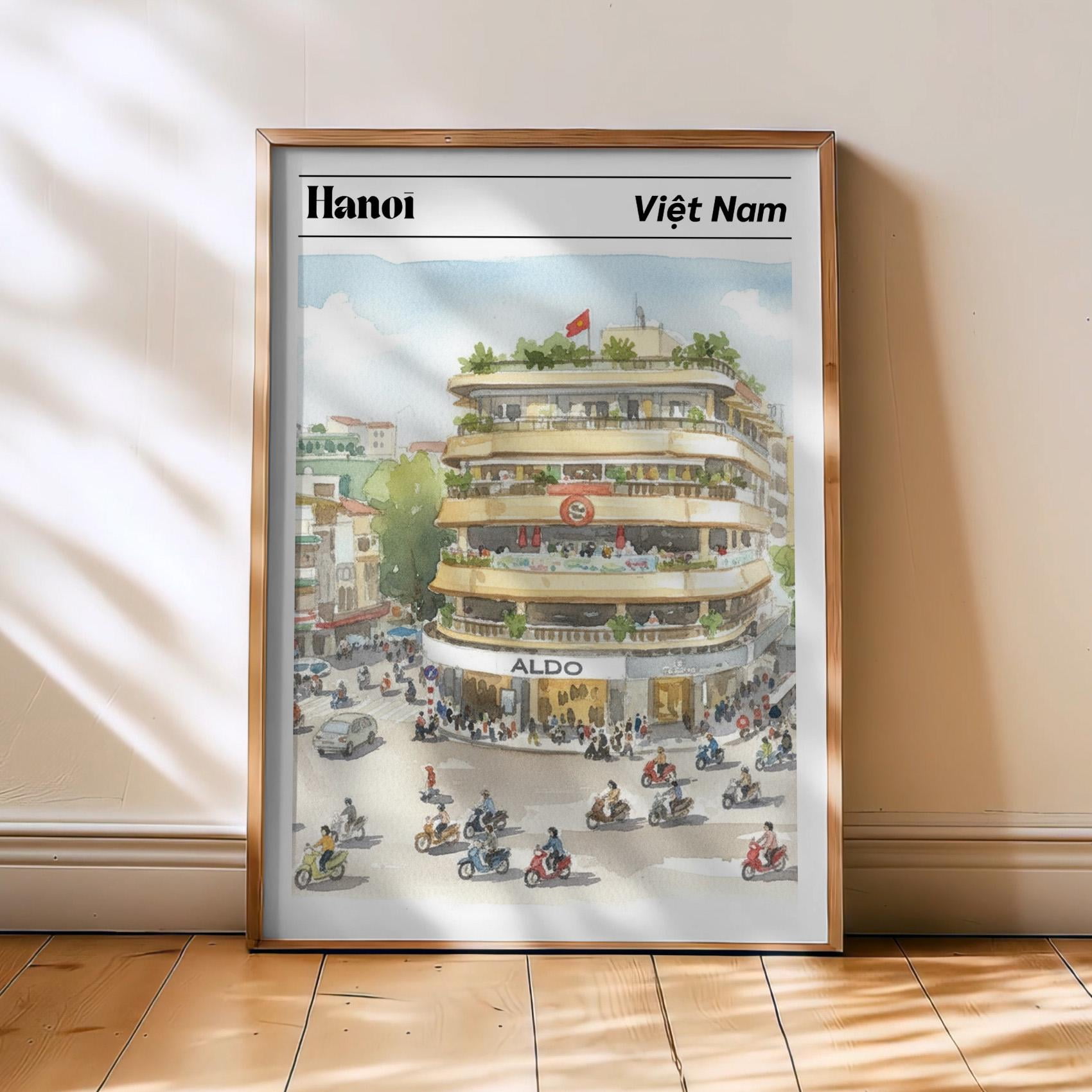 Vietnam Travel Poster, Hanoi Vietnam Vintage Street Art Poster, Hanoi, Hanoi Art Illustration, Vietnam Decor , Poster Print Only
