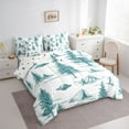 thumbnail image 3 of Manfei Rustic Pine Tree Twin Bedding Sets 7-Piece for Teens, Cyan Plant Botancial Bedding Comforter Set, Adventure Camping Reversible Sheet Sets, Breathable Home Decor, 3 of 7