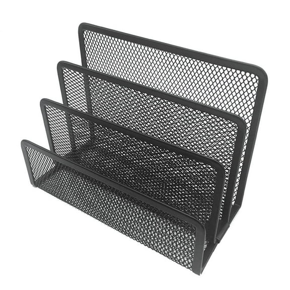NUOLUX Metal Mesh Desktop Organizer File Folder Letters Magazine Holder for Home Office (Black)