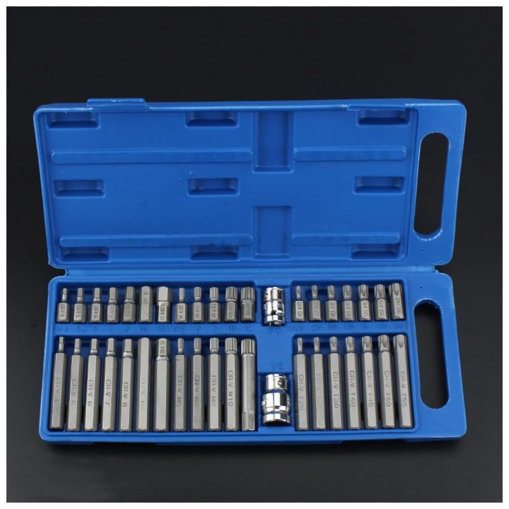 40Pcs 1/2in 3/8in Adaptor Drive Shank Hex Torx XZN Spline Star Impact Socket Set Metric Socket Set Ratchet Driver Socket Wrench