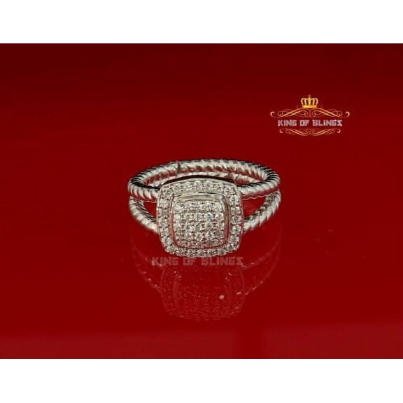 King of Bling's 0.95ct Cubic Zirconia White Sterling Silver Square Womens Ring Size 7.5