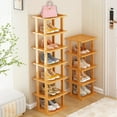 thumbnail image 4 of Bamboo Shoe Rack 12 Tier- Vertical Shoe Rack for Small Spaces, Tall Narrow Shoe Rack Organizer for Closet Entryway Corner Garage and Bedroom,Skinny Shoe Shelf with Free Stackable DIY, 4 of 8