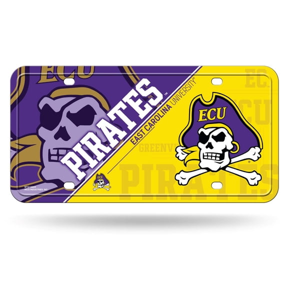 East Carolina NCAA Pirates Multi-Color Standard 12x6 Metal License Plate Auto Tag