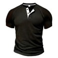 thumbnail image 1 of pstuiky camisetas para hombre, Blusas versátiles de manga corta raglán con cuello redondo y botones de color liso para hombre camisetas de hombre xxxl, 1 of 3