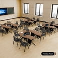 thumbnail image 7 of 6PCS Folding Sector-shaped Conference Table with Wheels dia 70.9in Walnut, Foldable Mobile Training Tables for Office Classroom (HTSX ), 7 of 7