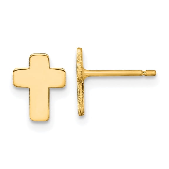 10k Gold Polished Cross Post Earrings