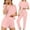 Pink, variant on Bovxnpu Women's Pajama Set Lounge Set, 3 Piece Set Womens Home Casual Pants Short Sleeves Tops And Shorts Pajamas Set Sleepwear Loungewear