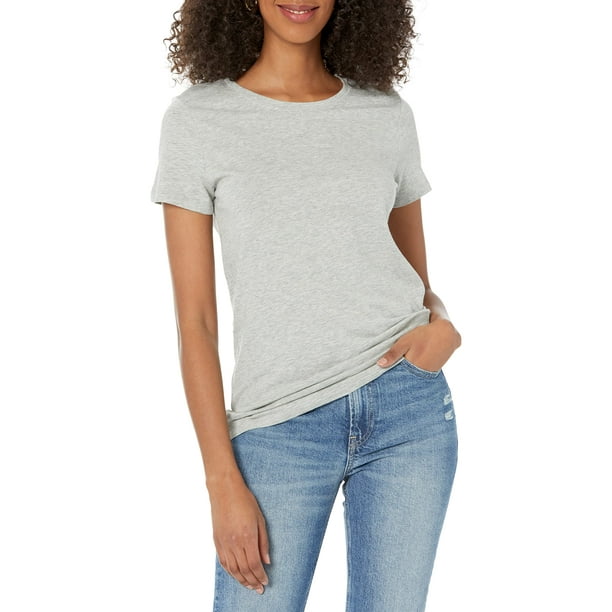 Camiseta Shirt GAP con cuello redondo favorita para mujer, gris claro, talla M