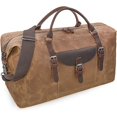 thumbnail image 1 of Bolso de Viaje para Hombre Bolso de Fin de Semana Bolso de Hombro de Lona Impermeable para Cuero Retro Bolso de Camping Grande Unisex para Bolso de Noche Marrón, 1 of 5