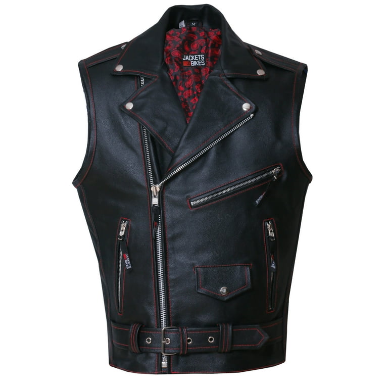 Men's Classic Cowhide Leather Motorcycle Biker Vest