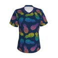 thumbnail image 2 of Uemuo Abstract Bright Pineapple Fruit Retro Printed Women's Classic V-Neck T-Shirt - Soft, Breathable, Moisture-Wicking, Perfect for Casual, Office, Travel, and Everyday Wear-3X-Large, 2 of 5