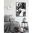 thumbnail image 2 of PixonSign Framed Canvas Print Wall Art Monstera Leaf Trio Botanical Wilderness Photography Realism Minimalist Relax/Calm Duotone Black and White for Living Room, Bedroom, Office - 24"x36" Black, 2 of 5