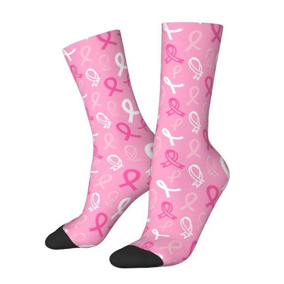 Honeii Breast Cancer Awareness (3) Print Adult Socks,Crew Socks,Casual Calf Socks,Daily Wear Socks for Men & Women, Perfect for Sports, Casual and Everyday Use