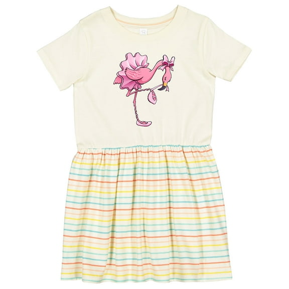 Inktastic Flamingo Ballerina in Tutu and Ballet Toe Shoes Girls Toddler Dress