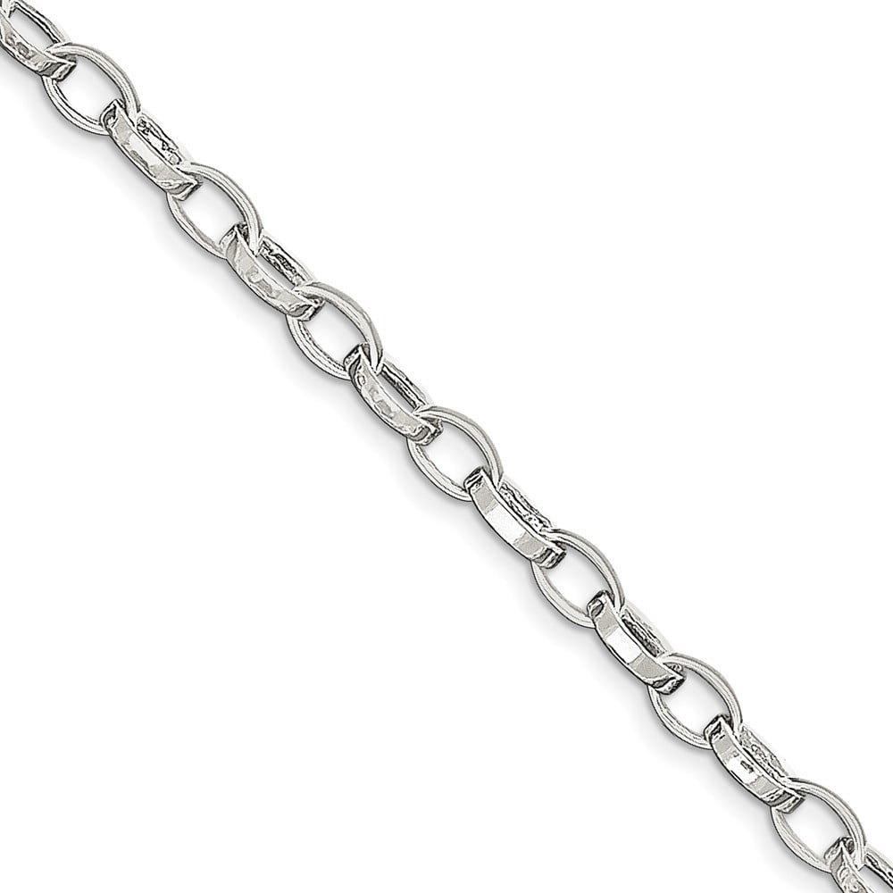 Sterling Silver 9inch Solid Polished Fancy Link Anklet 