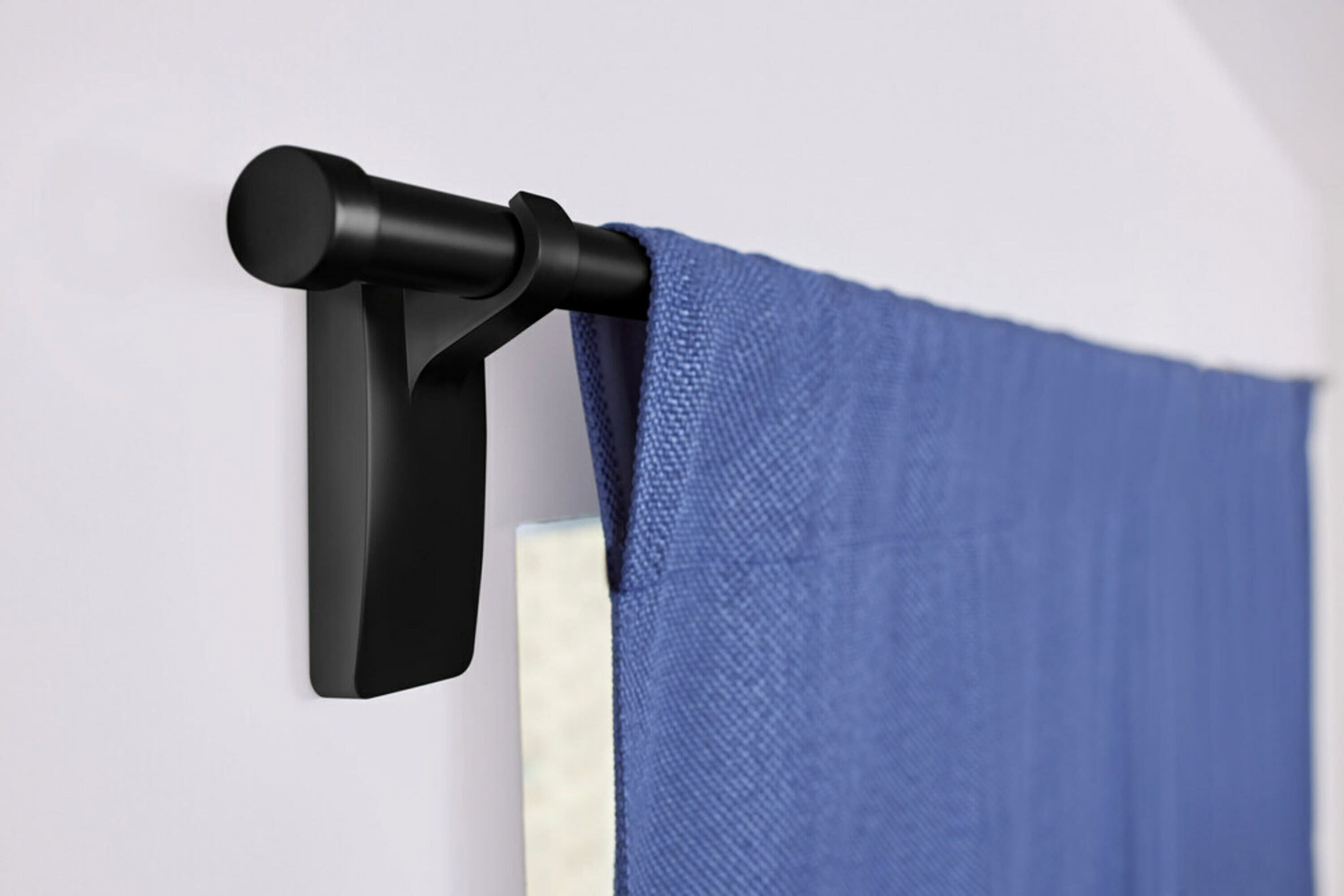 Command Matte Black Curtain Rod Hooks, 2 Hooks, 4 Adhesive Strips 