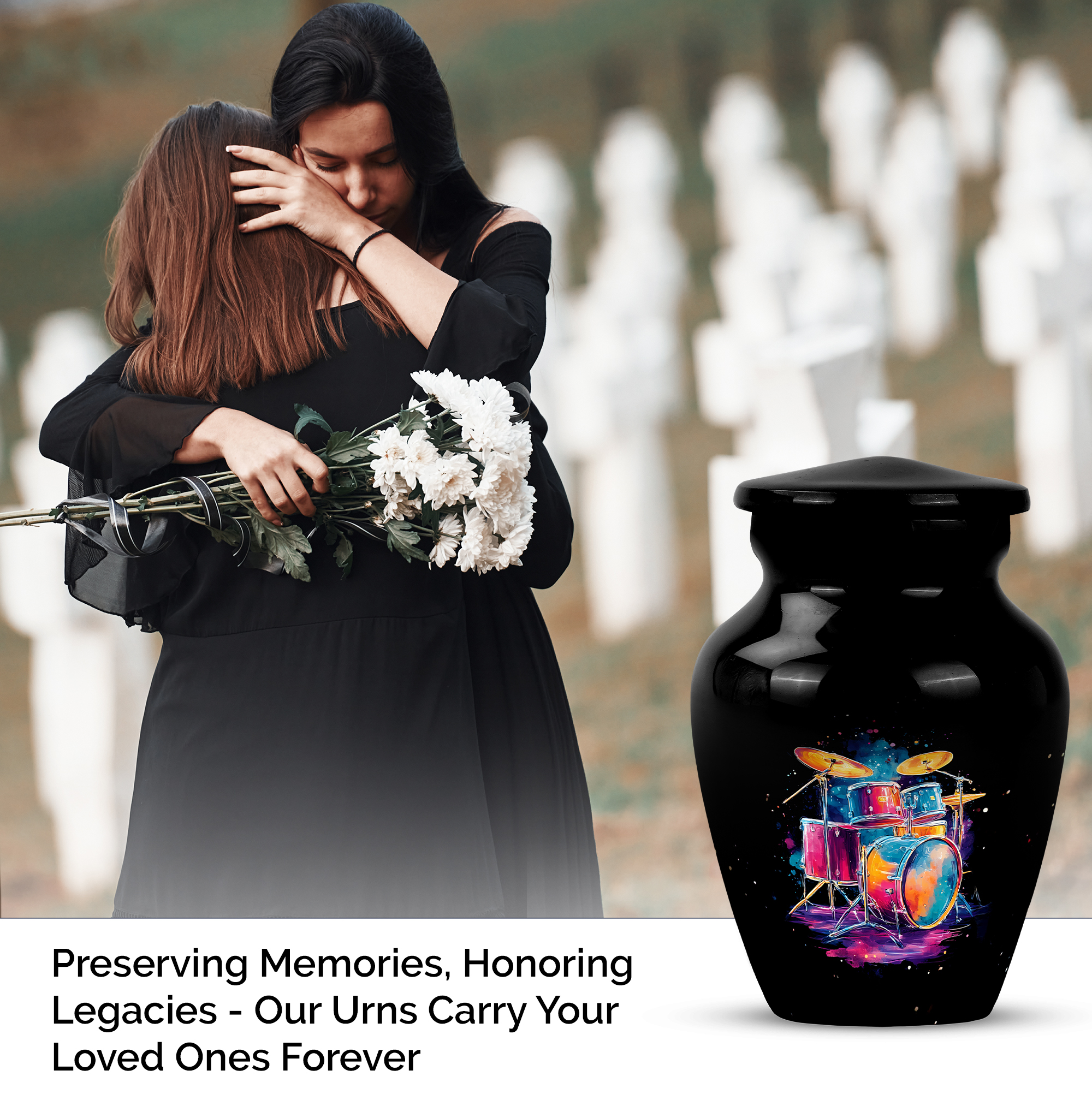 Neon Drummer Memorial Keepsake Urns Set Of 4, Mini Cremation Urns For Ashes Adult Male, Rock Drummer Tribute Urn, Small Neon Music Keepsake Containers Urn,(Size, 3 Inch, 4 Pcs)