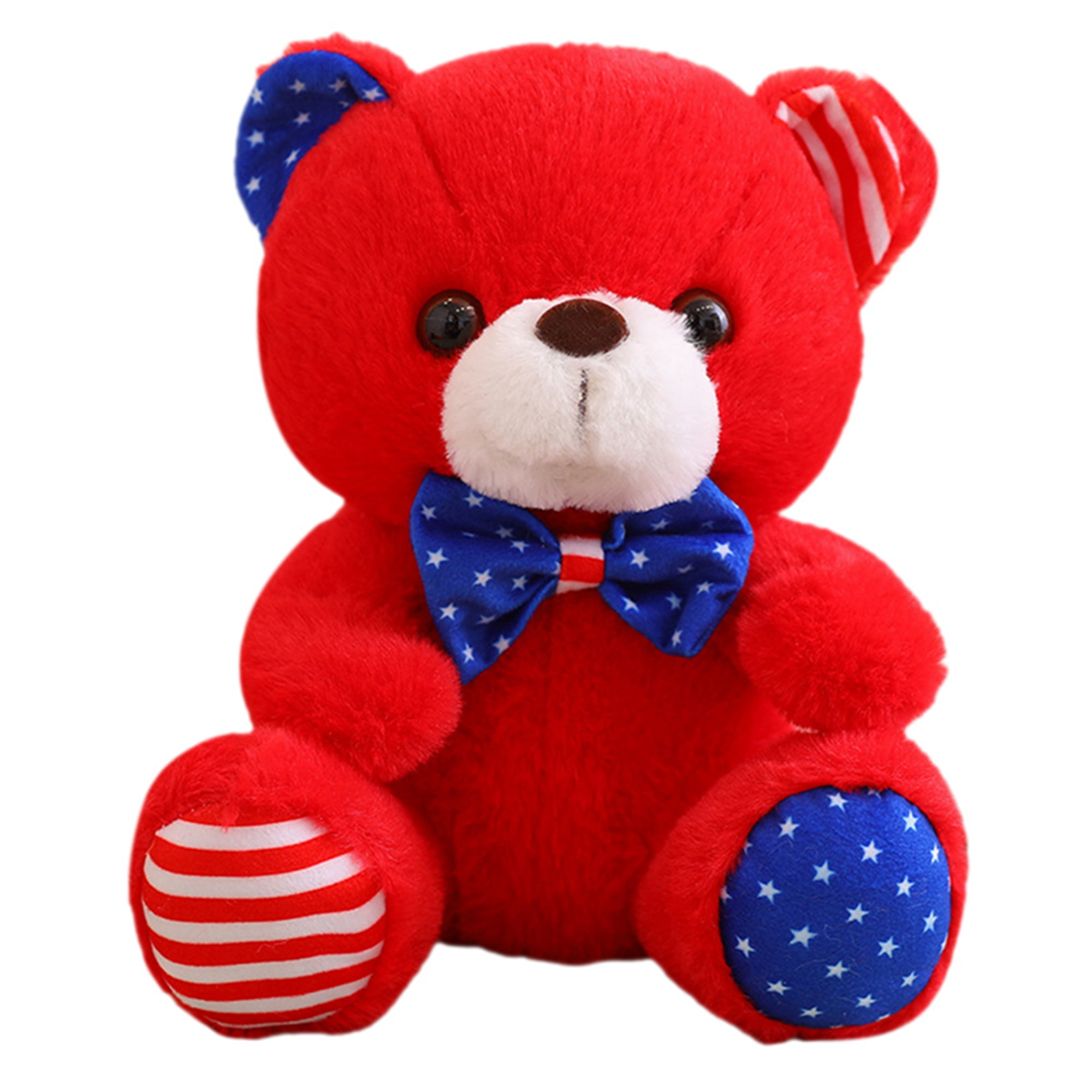 4th of July Home Party Decoration Patriotic Bear Plush Toy 10inch Teddy Bear Stuffed Animal for Independence Day Gift for Kids