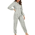 thumbnail image 6 of UQJfacai Womens Fleece Onesies Pajamas Jumpsuit Warm Sherpa Romper Sleepwear One Piece Zipper Cat Ear Hooded Playsuit Loungewear, 6 of 9