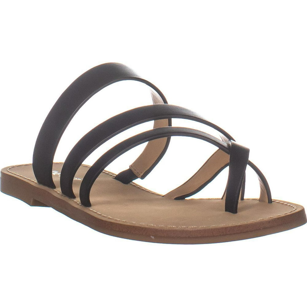 Nine West - Womens Nine West Claire Flat Strappy Sandals, Black Leather ...
