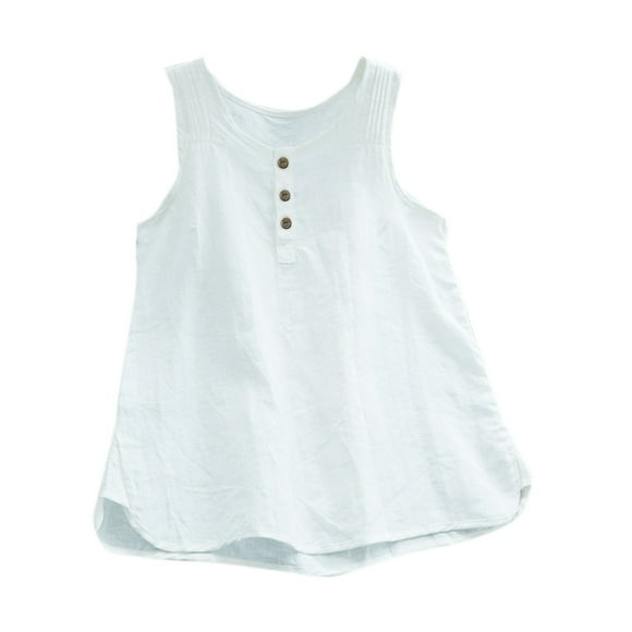 Rinsvye Sleeveless Plus Tee Tops 4X Women Clothes Loose Blouse Linen Women 4X Workout Clothes for Women Vintage Size Vest Solid Active Crop Tops Women Casual Women's Blouse