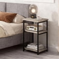 thumbnail image 4 of 3-Tier End Table,Tall Couch Table for Narrow Spaces,Bedside Table with Storage Shelves,Sofa Side Table for Living Room, Bedroom,Easy Assembly,Gray, 4 of 6