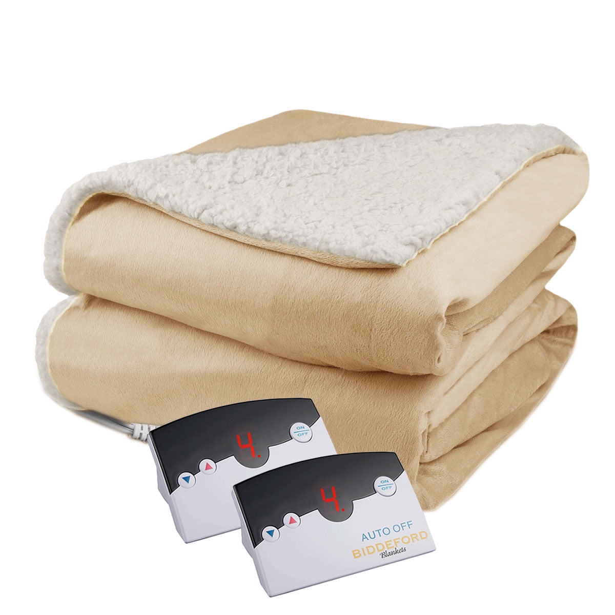 Pure Warmth Velour Sherpa Electric Heated Warming Blanket King Linen