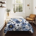 thumbnail image 4 of Blue Flower Large Tapestry for Bedroom Wall Hanging Tapestry, Vintage Ink Rose Floral Spring Botanical Ceiling Backdrop Tapestries Poster Blanket Wall Decor for Teens Room Living Room Dorm 100" x 59", 4 of 8