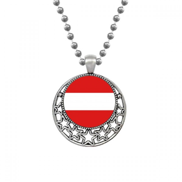 Collier Pendentif Drapeau National Autriche Europe Pays Lune Rétro Étoiles Bijoux