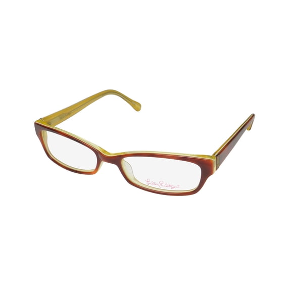 NEW LILLY PULITZER BRIANNA WOMENS/LADIES DESIGNER FULL-RIM HAVANA / YELLOW FRAME DEMO LENSES 50-16-135 EYEGLASSES/GLASSES