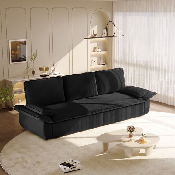 Eyisean 94.5" Corduroy King Size Pull-Out Sofa Bed, Modern 3-in-1 Convertible Sleeper Sofa, Oversized Loveseat Couch with Deep Seat & Armrest Cushion, Removable Cover Futon Couch for Living Room