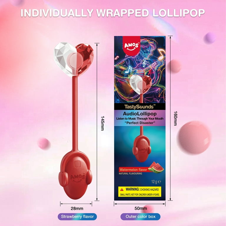 Amos Tasty Sound Lollipops Watermelon, Natural Flavored Music