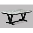 thumbnail image 2 of Beautiful 5pc Dining Set White Faux Marble Table Top Black PU Fabric Chairs Home Furniture, 2 of 6