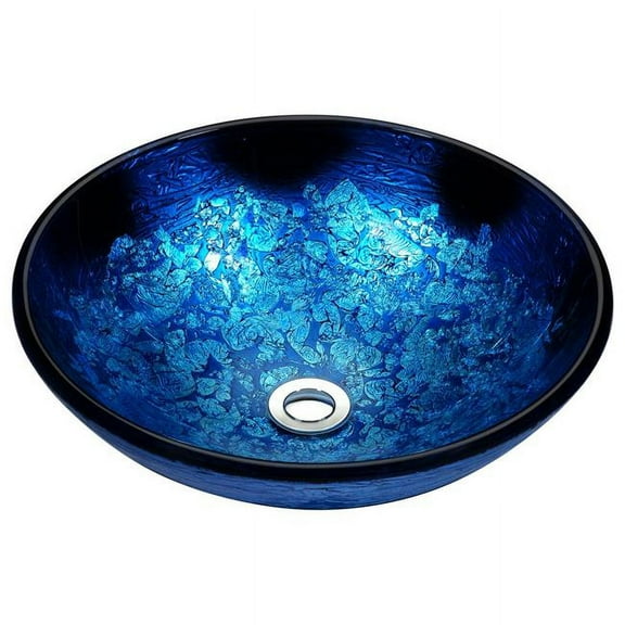 Spa World LS-AZ161 Stellar Series Deco-Glass Round Vessel Sink - Blue Blaze
