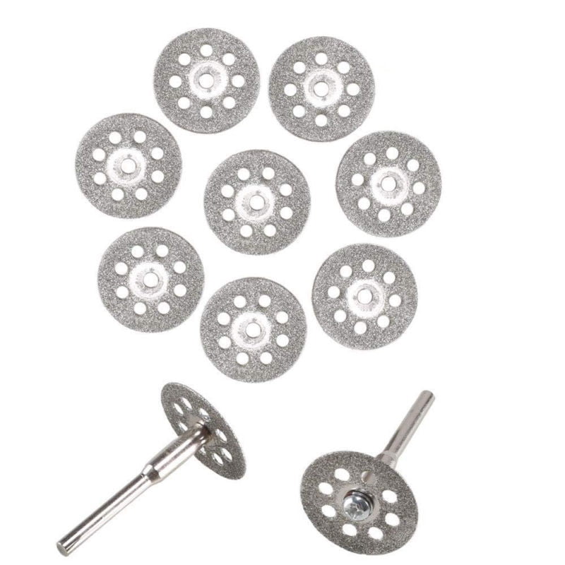 SENRISE 10x Double Sided Diamond Grinding Wheel Cutting with 2 Wheels Mandrel fit for Dremel Rotary Tools