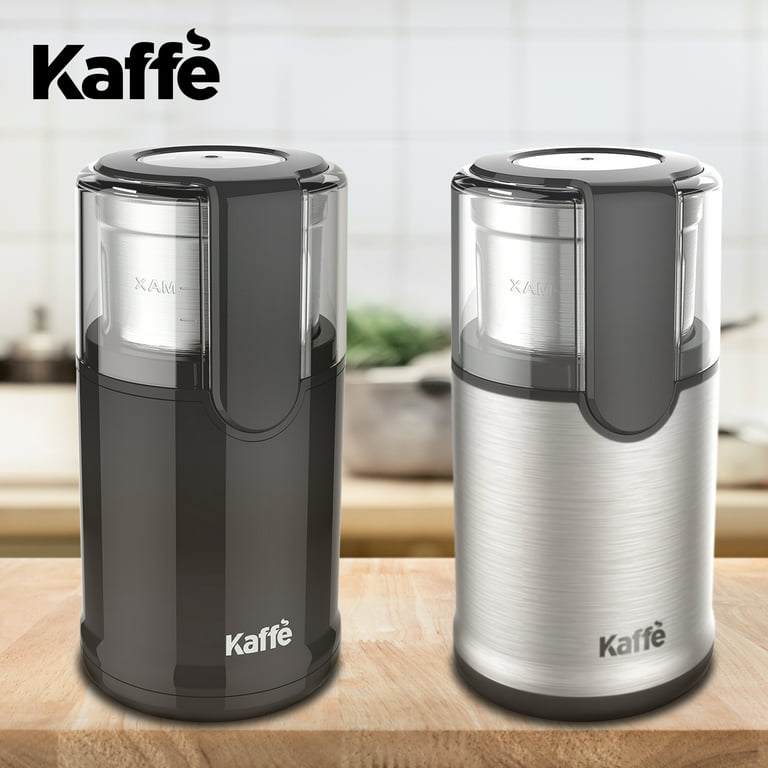 Kaffe Coffee Grinder, Electric Spice Grinder w/ Cleaning Brush, Easy On/Off - Perfect for Espresso, Herbs, Spices, Nuts, Grain - 3.5oz / 14 Cup, Black