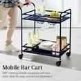 thumbnail image 5 of Favory Rolling Bar Cart, Mobile Home Bar Serving Cart, Serving Station w/ 2 Tier Shelves, Wine Rack, Lockable Wheels - Navy, 5 of 10
