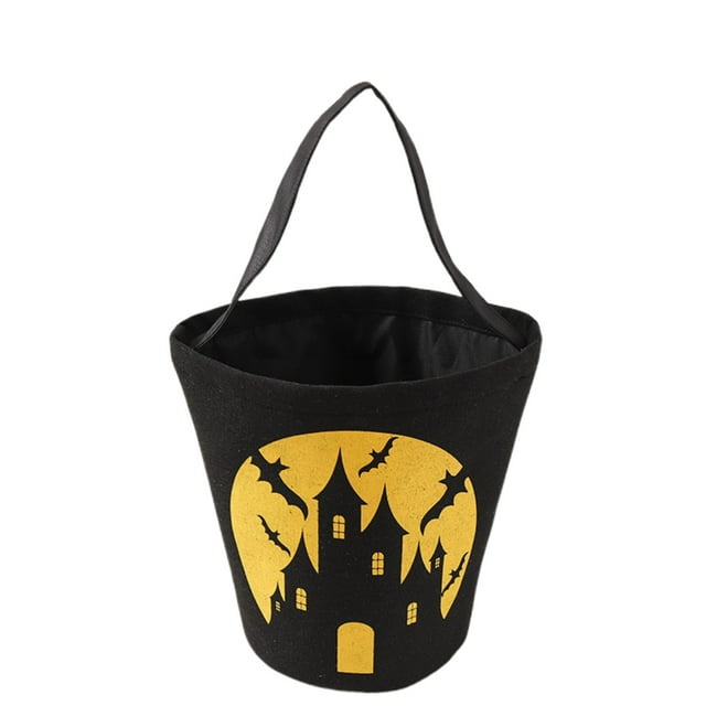 Essentiels Populaires pour la Maison, Seau Fourre-Tout en Toile Citrouille pour Bonbons d'Halloween « Trick Or Bag », Seau Polyvalent Portable Réutilisable d'Halloween