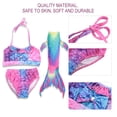 thumbnail image 4 of Conjunto de bikini de traje de baño para niñas de 3 piezas con trajes de baño de sirvienta de mar con cola de pez (120), 4 of 10