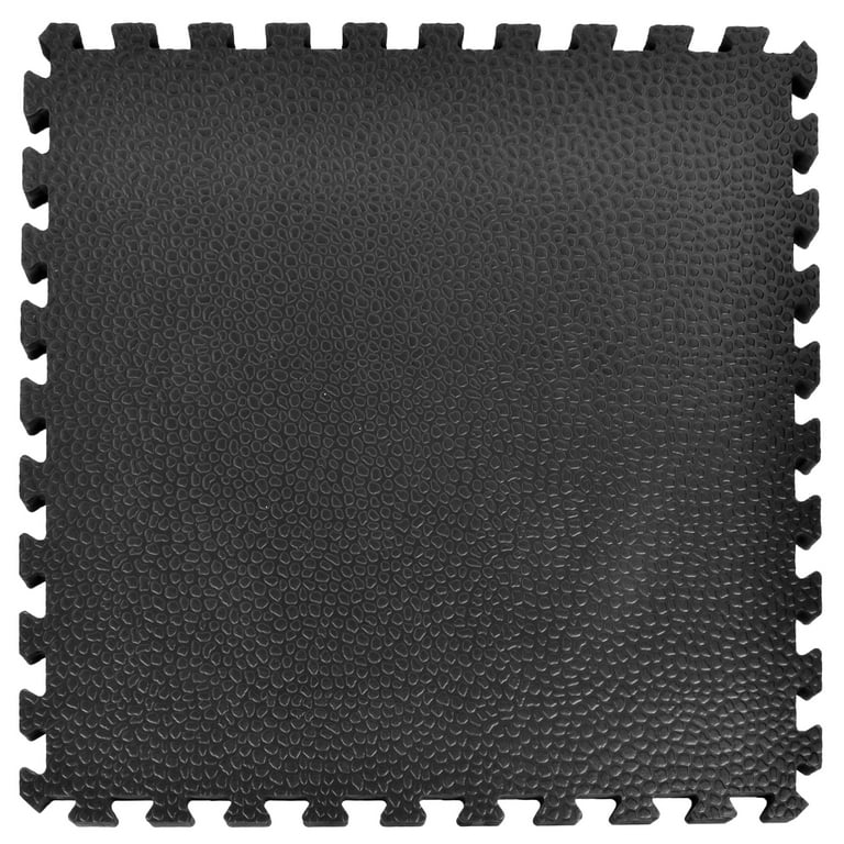 Greatmats Home Gym Floor Tile | 2x2 ft x 10 mm | Interlocking | High Density Foam | Foam Gym Flooring | Texture: Pebble | Color: Black or Gray